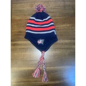 Columbus Blue Jackets Beanie Winter Hat Skull Ski Cap Ear Flap Fox Sports NHL